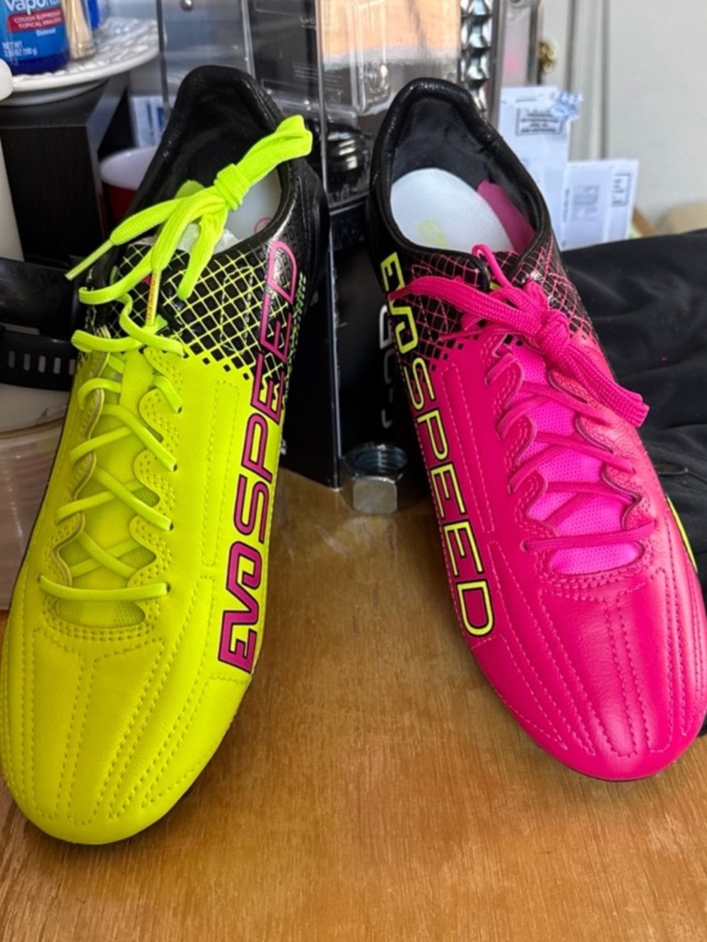 Puma EvoSpeed Neon Yellow and Hot Pink Athletic Shoes
